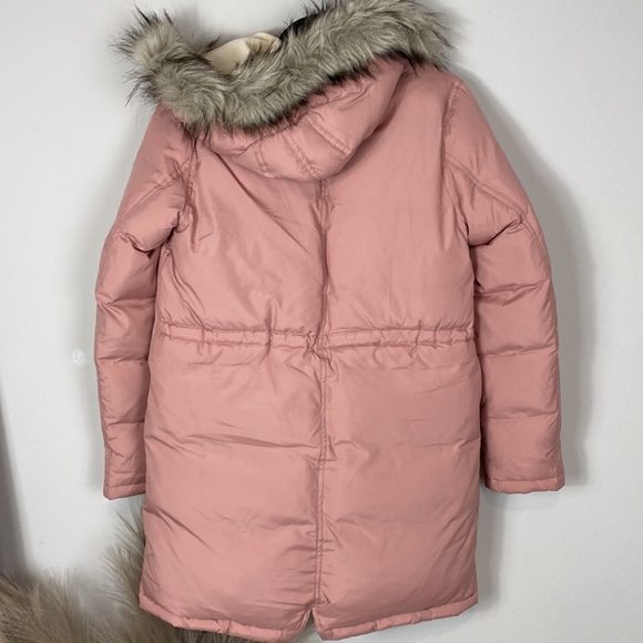 J. Crew Crewcuts Dusty Pink down puffer parka jacket fur hood trim - Picture 13 of 14